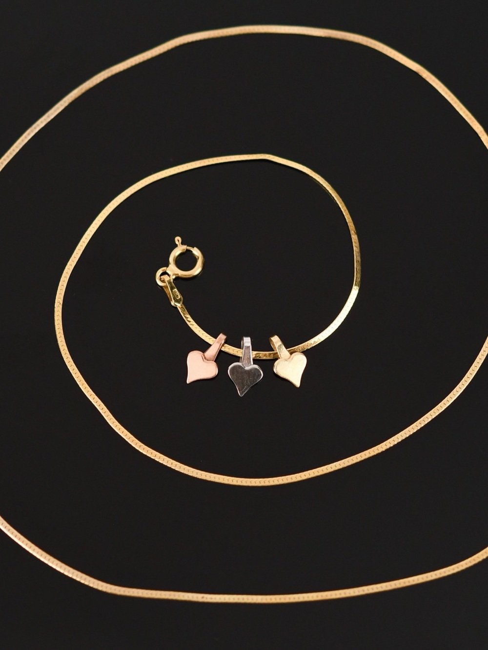 Tri-Tone Heart Charm Gold Necklace – Women Jewelry